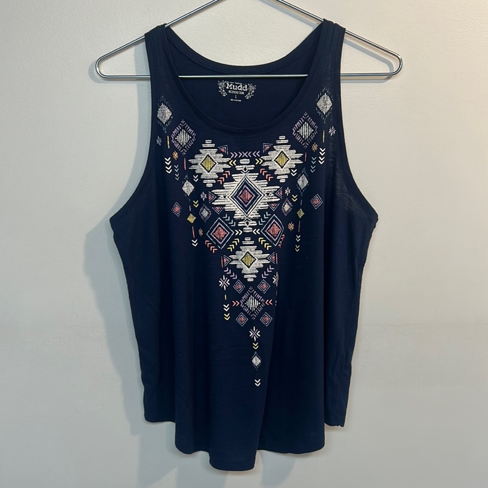 Mudd brand juniors tank top size L navy blue color